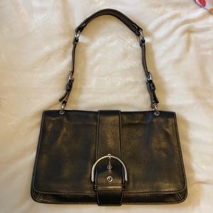 Coach black shoulder bag with buckle